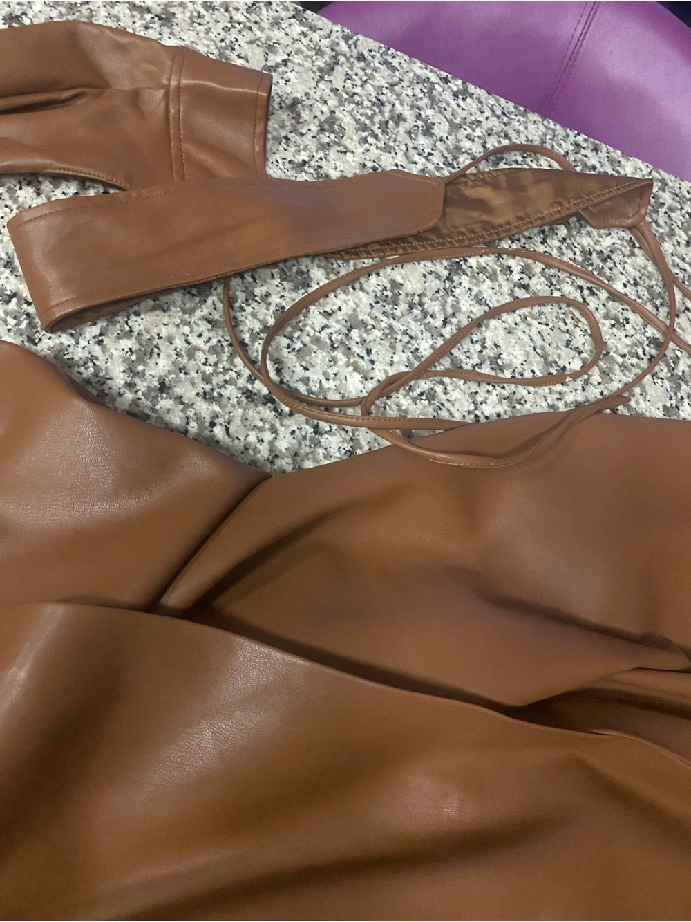 Eloquii Faux Leather Trench dress in Cognac - Picture 5 of 16
